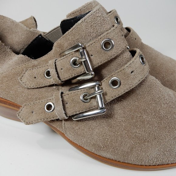 REBECCA MINKOFF Sand Austen Buckles Ankle BOOTIES Shoes 8.5 Beige Suede NEW $164 - Picture 9 of 12